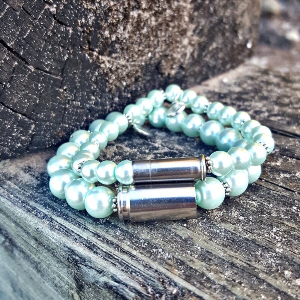 Pearls & Bullets Bracelet Set (Mint)